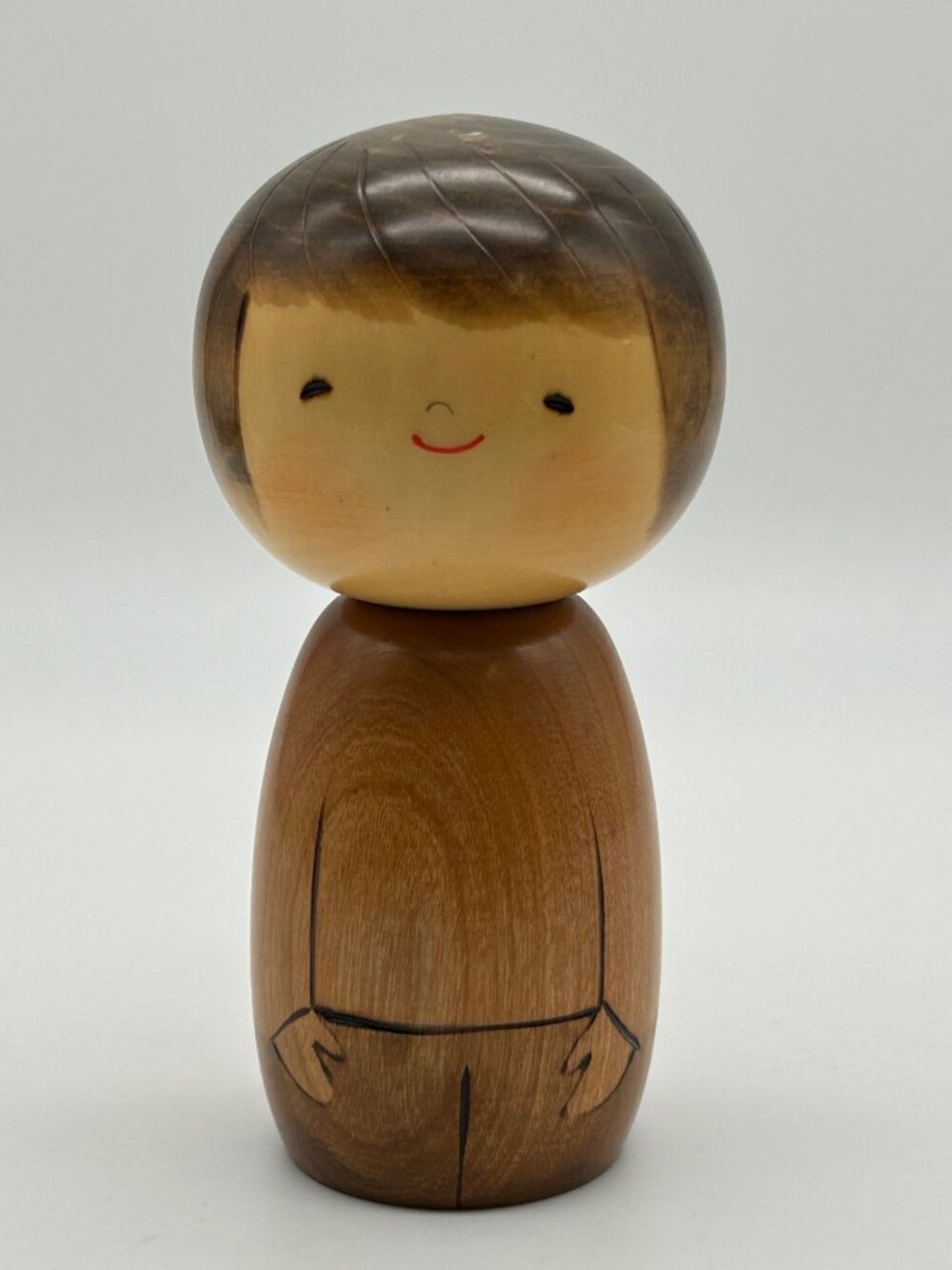Vintage Usaburo Kokeshi Doll Japanese Carved Wood Pocket Boy Sosaku Folk Art